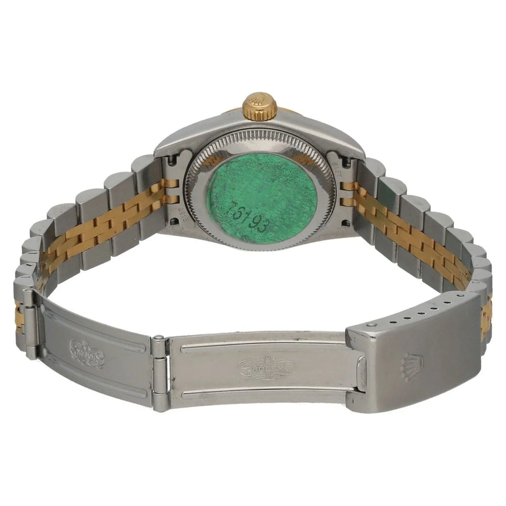 Yellow Rolex Perpetual Gold 76193 Ladies Dial 2005 Oyster Silver 18k Watch Steel