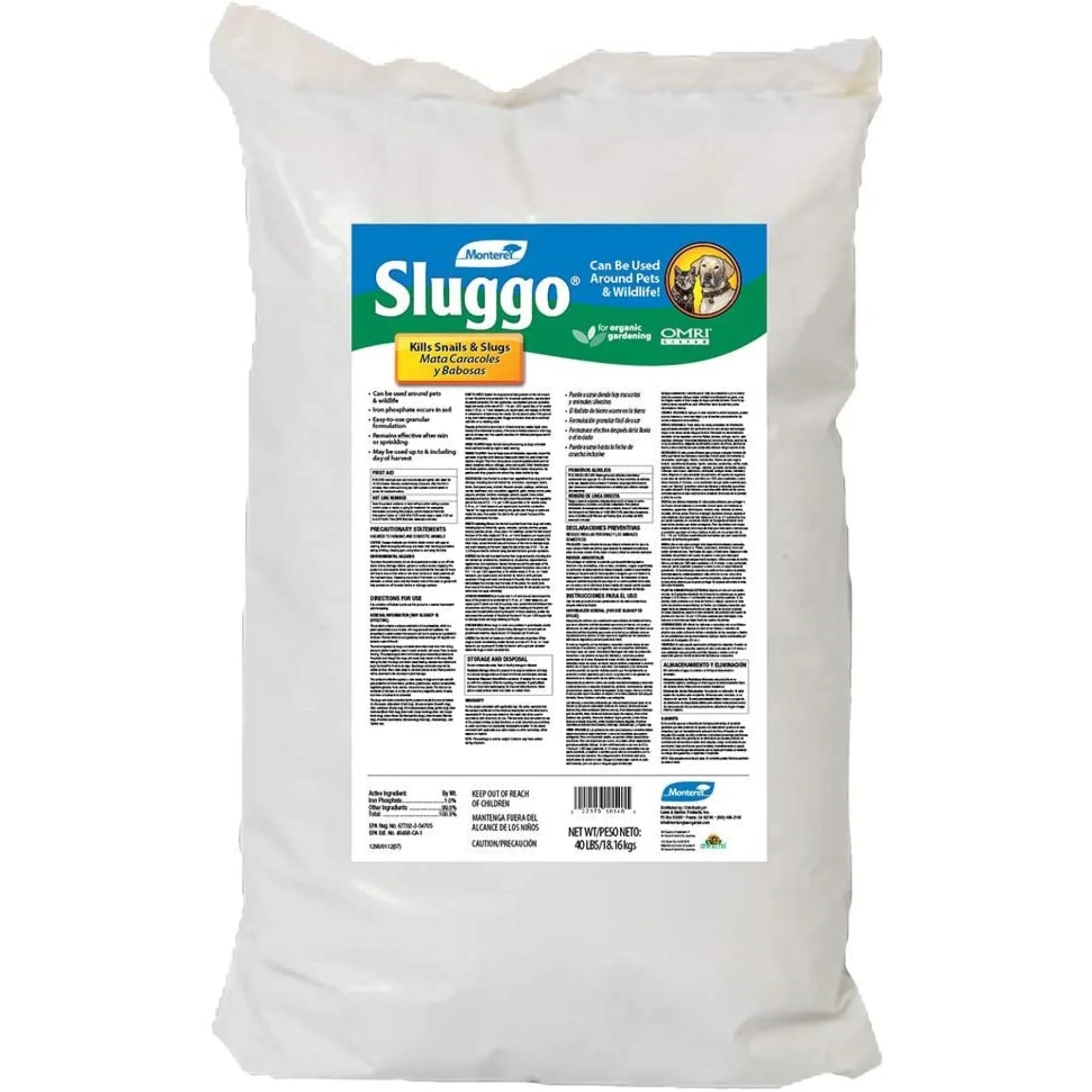 Snail Granual 40lb Ready-to-Use Sluggo Monterey Bait, and Slug