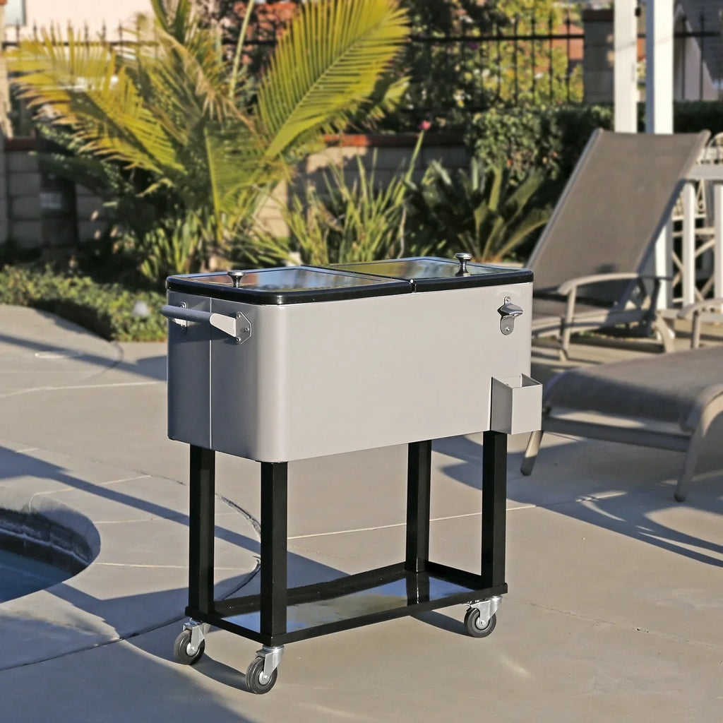 Outdoor Bar Chest Home for 80 Grey Patio Quart Ice Cooler Qt Aesthetics Rolling Beverage