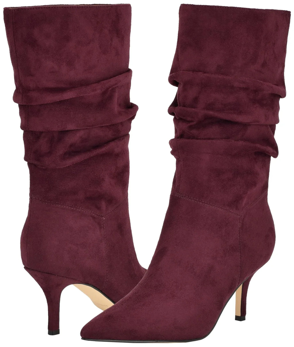 9, Calf Mycki Stiletto Boot 600 Heeled Mid Nine West Wine Women's