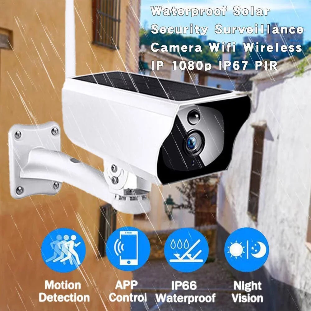 Powered Outdoor Detection, Surveillance Rechargeable Video Waterproof, IP Camera, Energy WiFi Powered, Motion Camera Cameras, Solar Wireless Security Battery 1080P
