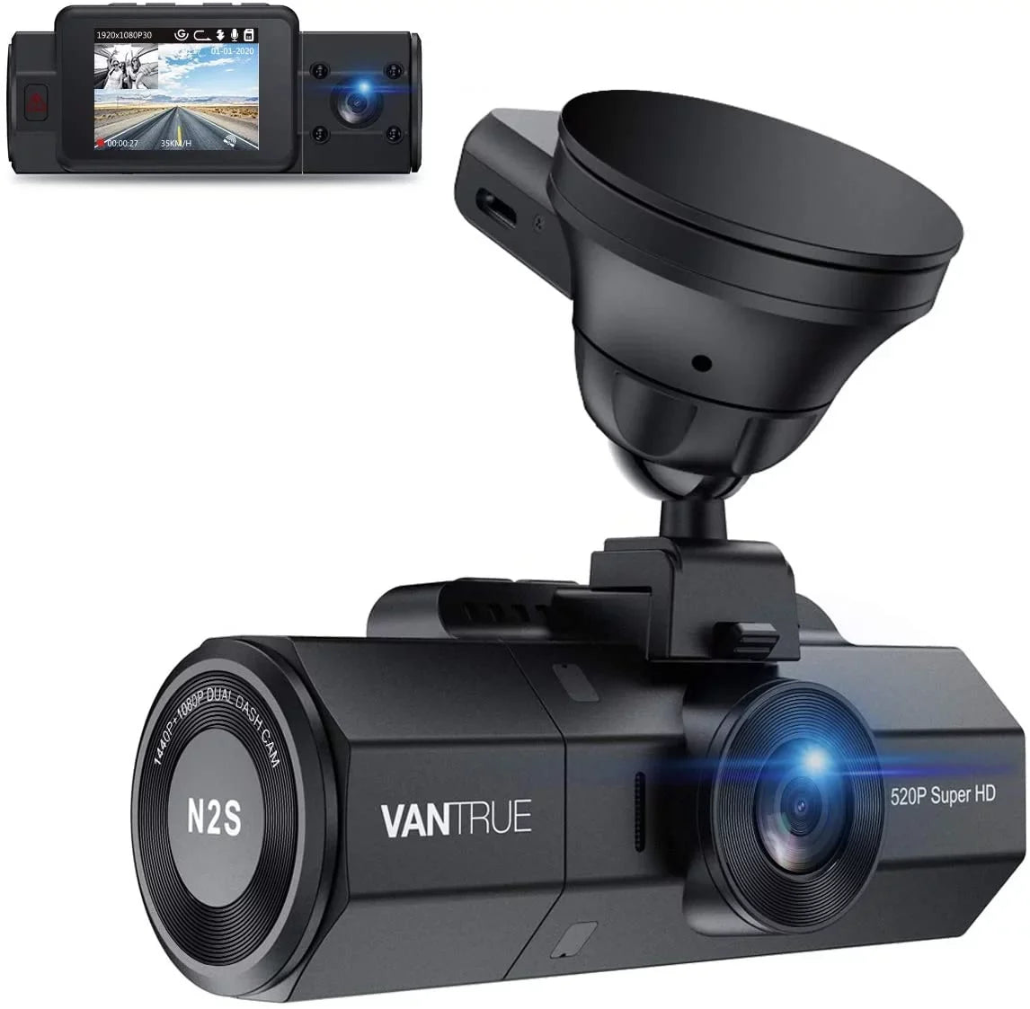 Dash w/ 4K Camera Cam Front | Vantrue Inside and N2S | GPS NV Dash Infrared