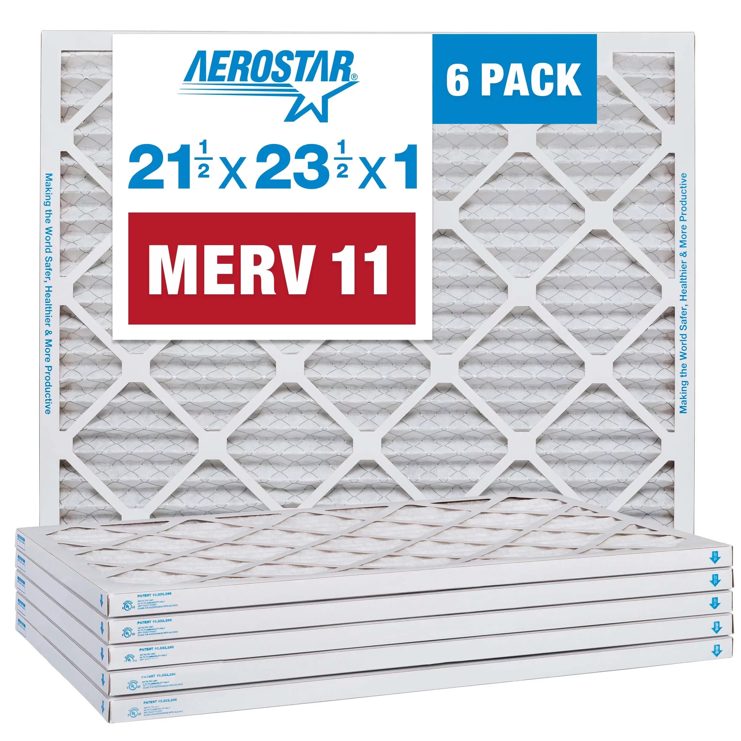 Pleated MERV 6 Furnace 1 1/2 Pack Filter, Filter, AC x x Air Air Aerostar 21 11 23 1/2