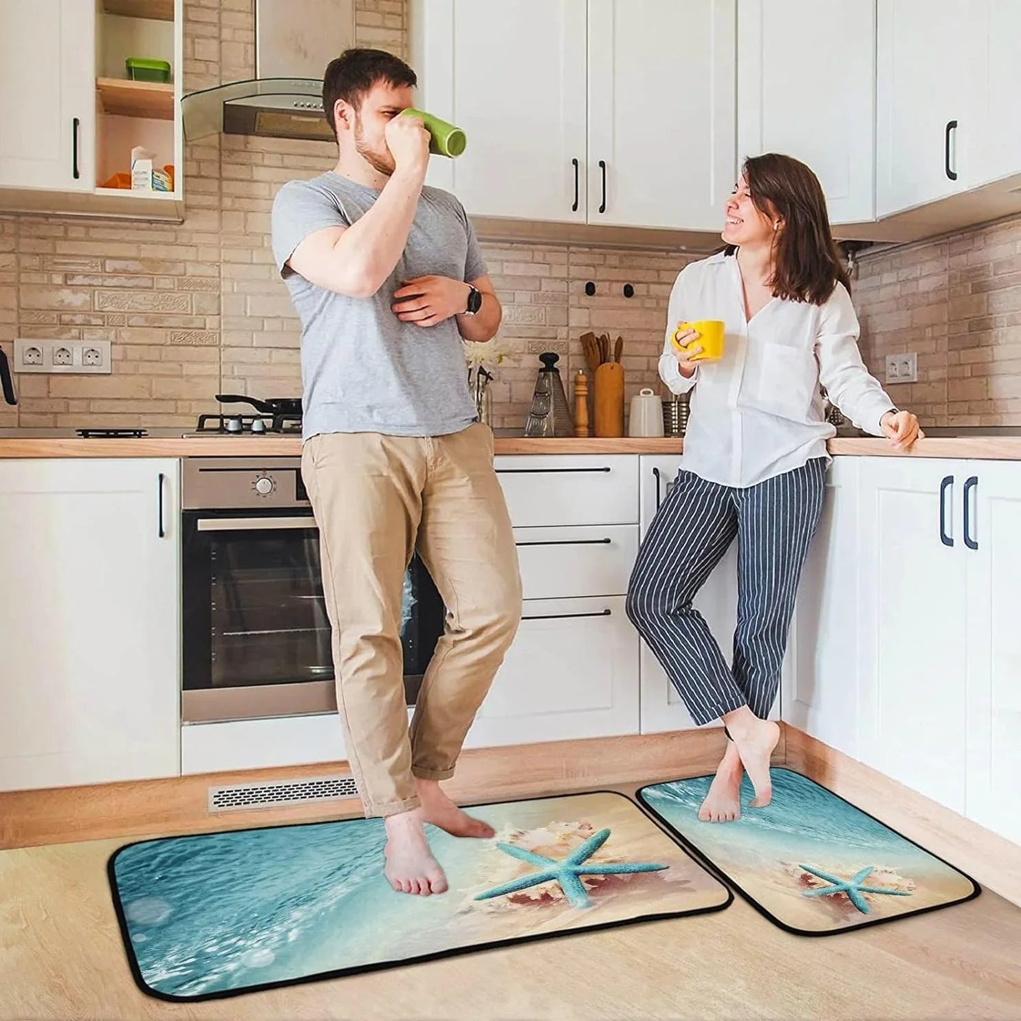 Runner Room Summer Rugs, Kitchen 19.7"x27.6" Perfect Rug Sea Washable 19.7"x47.2" Floor Mats Starfish and Bedroom Carpet Entryway, Wave for Area Conch + Living Bestwell Beach