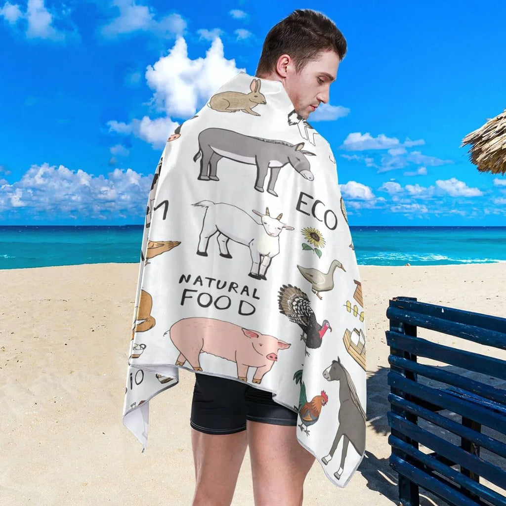 Free Farm Lightweight Towel Bath Bestwell Swim Towel, Quick Animals Thin Oversized 31”X71” Sand Towel Towel Cool Pool Beach Blanket, Yoga Microfiber Multipurpose Shower Dry