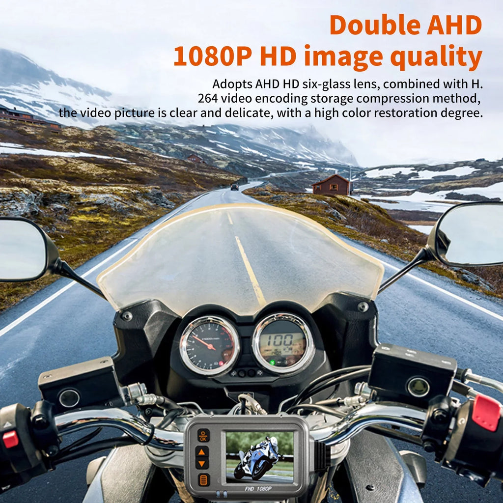 Motorcycle Night Motorbike Full Monitoring, Camera With 32G card Angle,Parking Dual Timed Recording Waterproof After storage ,120° Body Cam,WiFi Vision Wide Aibecy 1080p Flameout Dash
