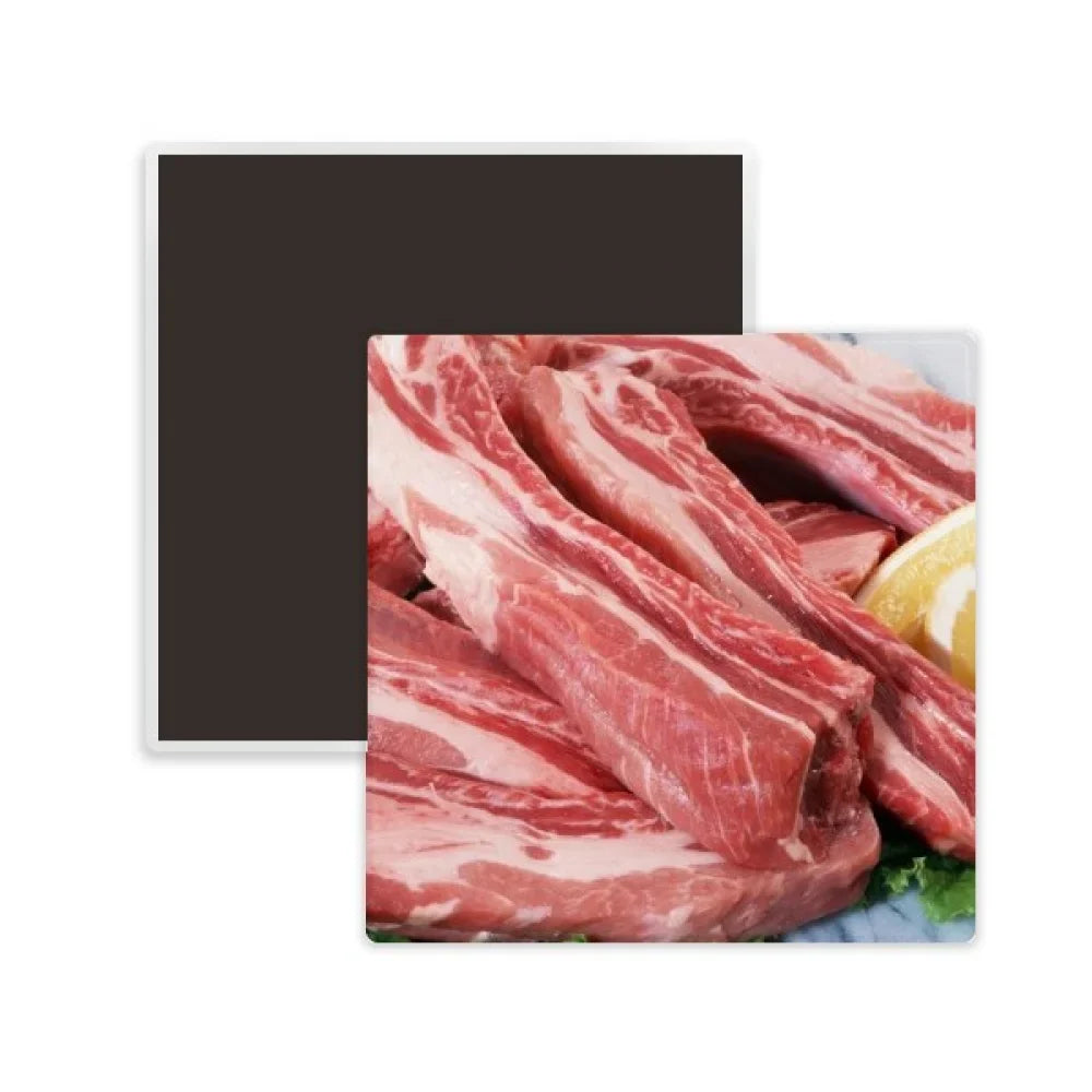 Texture Meat Rib Raw Fridge Food Memento Ceracs Keepsake Square Magnet Chop