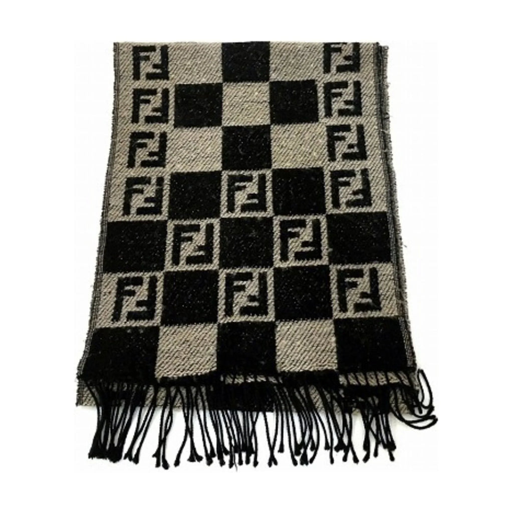 accessory block Pre-Owned men's scarf brand (Good) FENDI check Zucca fringe pattern