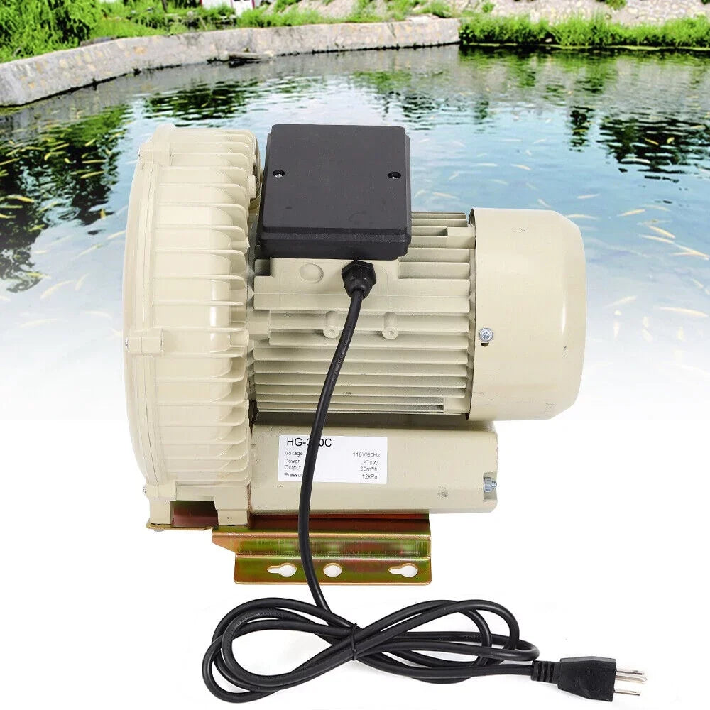 Industrial Aquaculture Pump Hydroponics Air Blower Aquarium Pond Blower Air High Pressure Fish 110V Miumaeov 370W