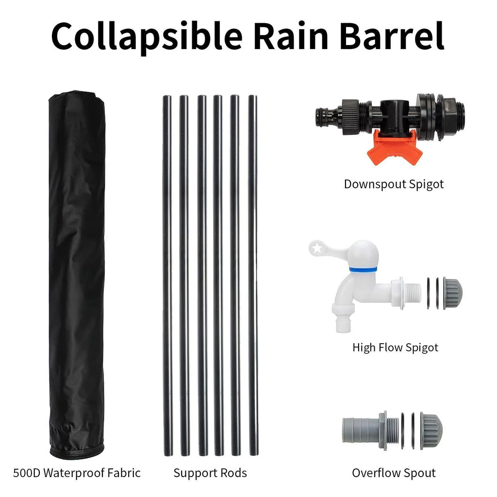 Collector Barrel Tank 50 Spigot Water Rain with Filter Black Portable Gallon