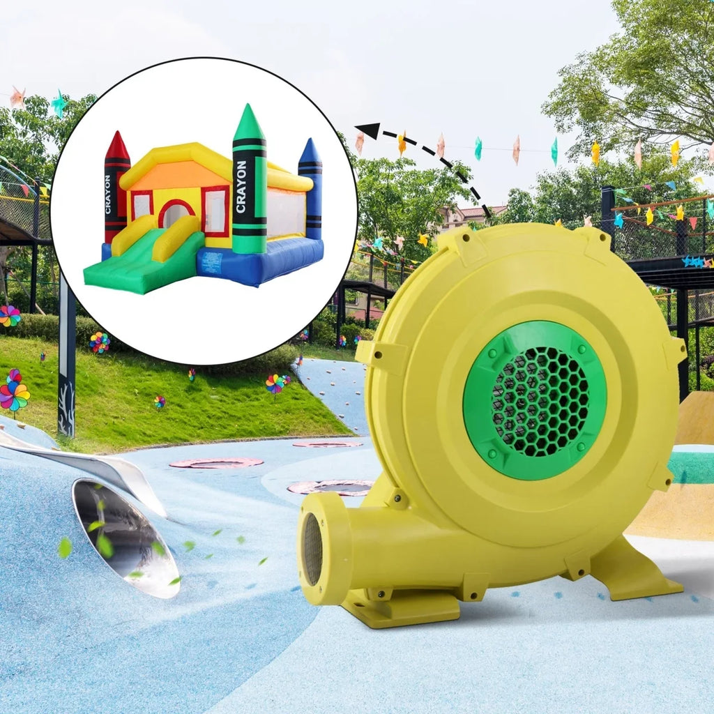 Water Blower, Indoor Fan Inflatable Safe, Castle, Air Green Pump for - Portable Yellow and Outdoor Bounce Slides,