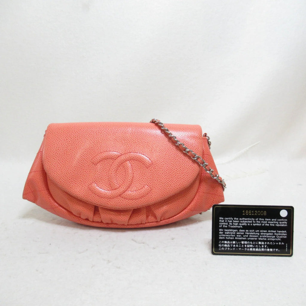 CHANEL wallet (Grained Chain Pre-Owned Calf) (Good) Caviar Skin Pink