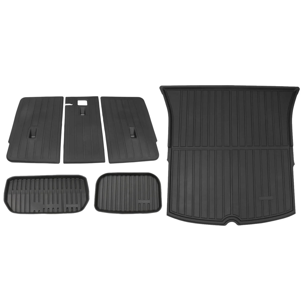 All Mat Waterproof Frunk 2020-2023 Trunk Cargo Covers Backrest Motorsports Ikon Black Model Protector with Y Injection TPE Mats + Tesla Trunk Liner Under Compatible Anti-Slip Weather Storage