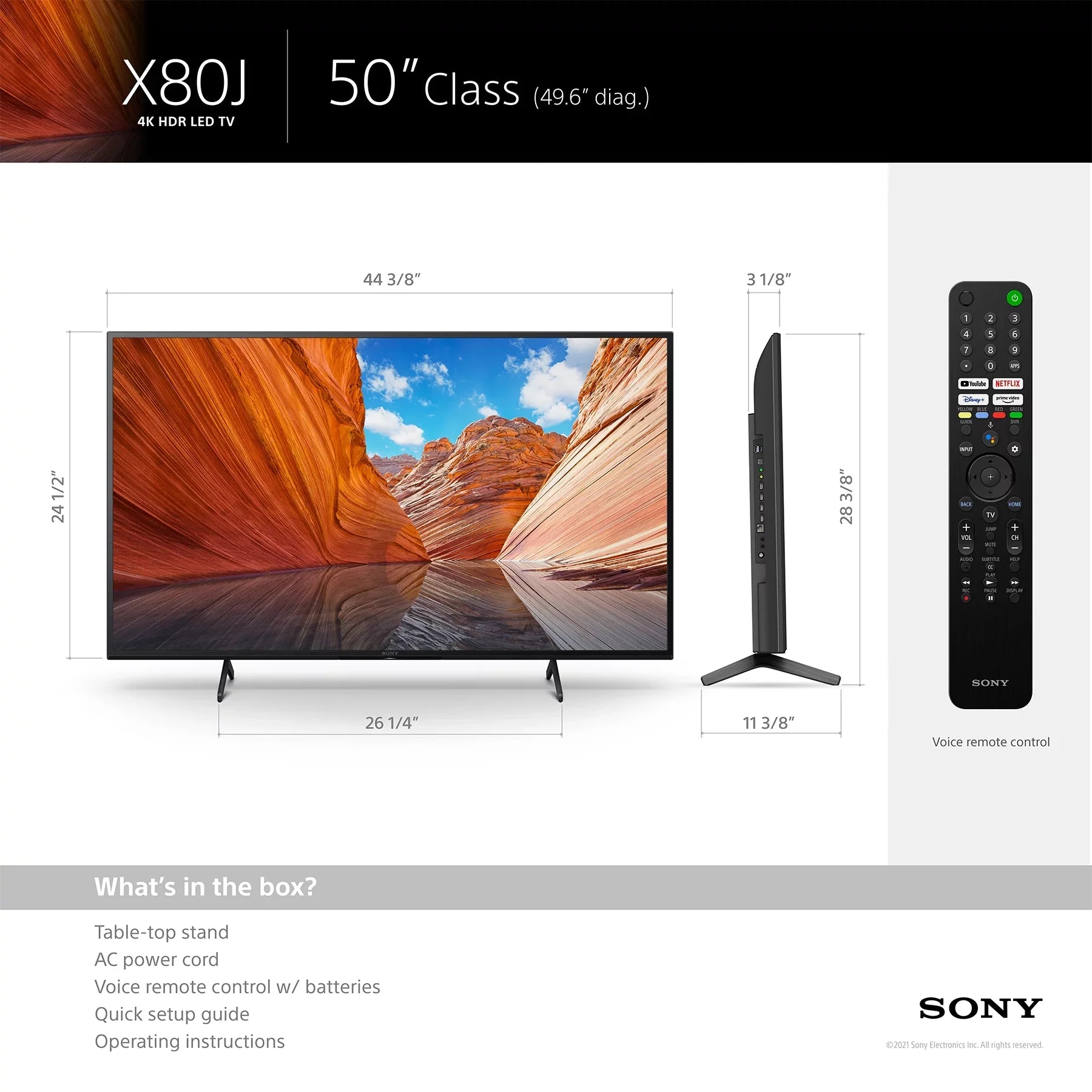 UHD Smart Restored LED (2160p) Sony KD50X80J X80J TV 50" Series 4K HDR (Refurbished) Google Class
