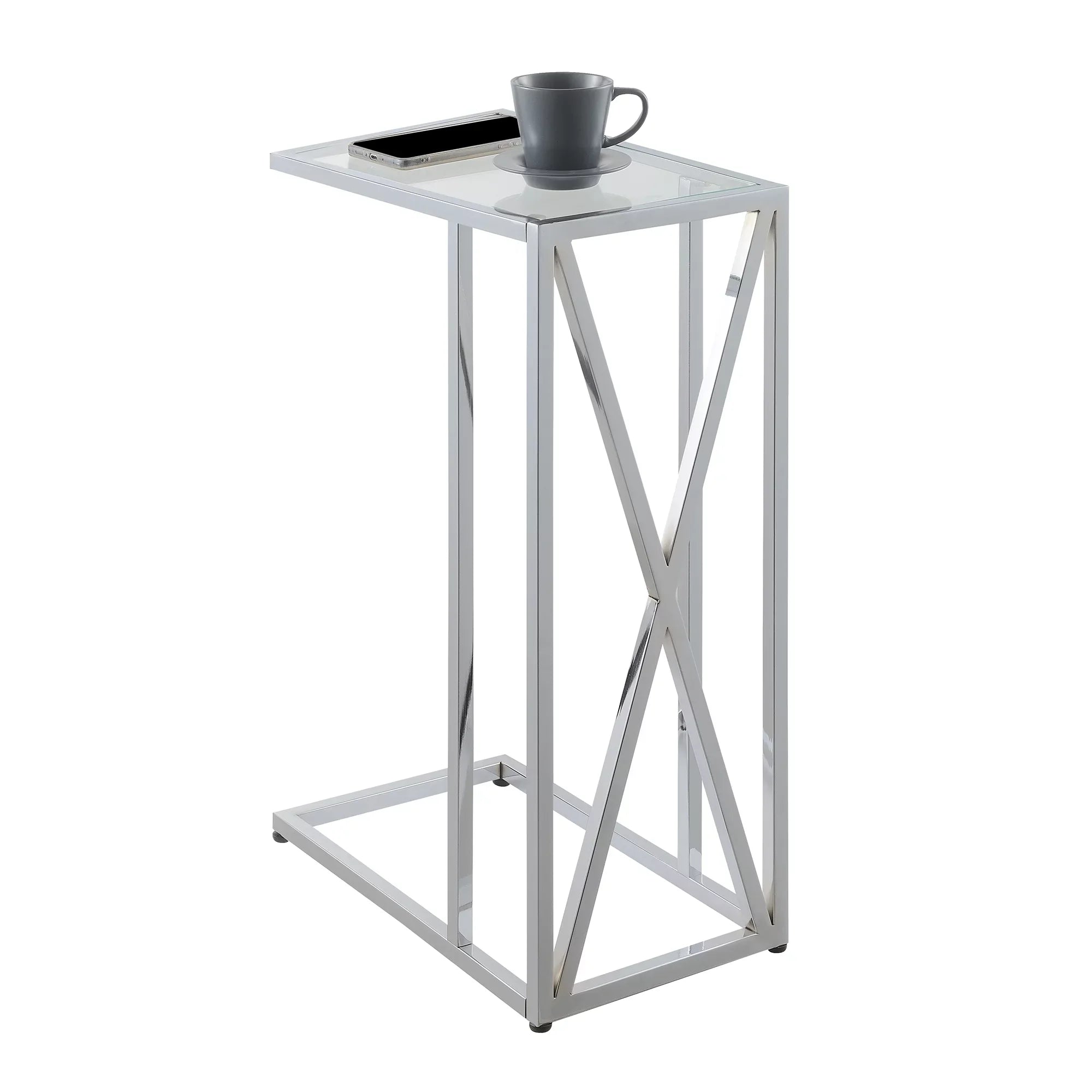 Chrome End Chrome Oxford Convenience in C Frame Concepts Table Glass Glass &