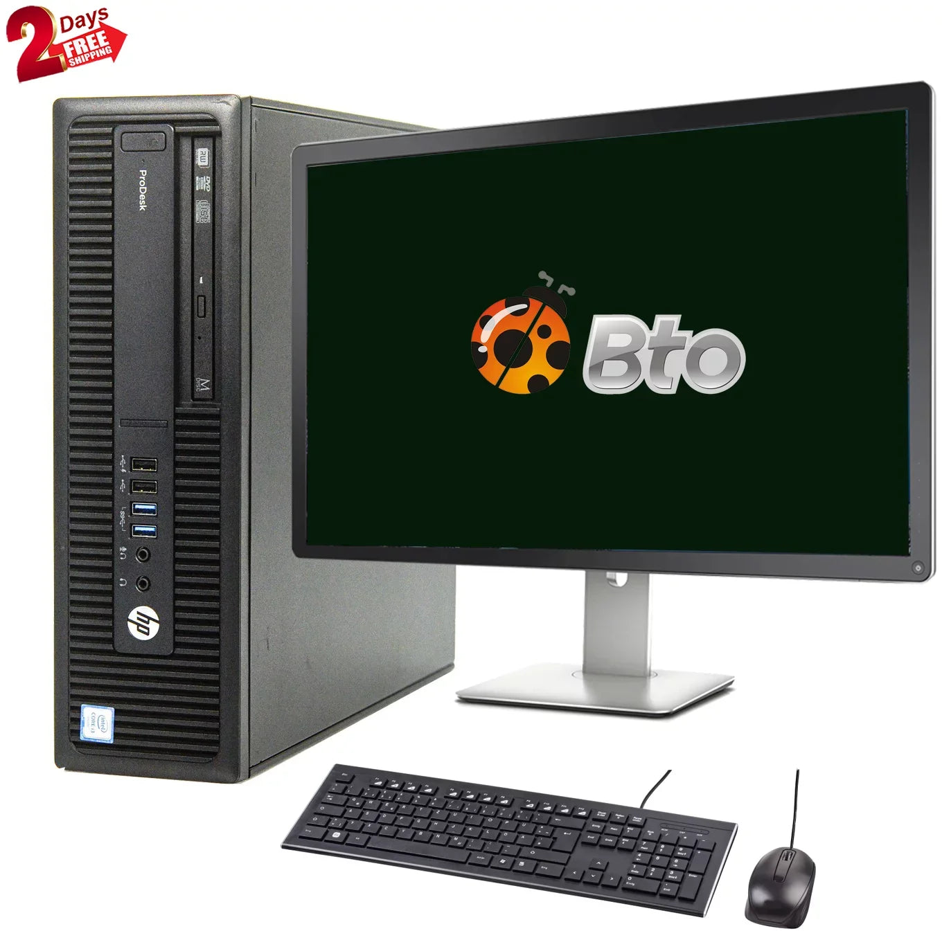 Mouse, CPU 1TB HDD, WiFi, DVD, G4400 New HP & Pro Ram, Desktop 3.3GHz Intel (Refurbished) G2 Win10 Keyboard LCD, 8GB Pentium PC Pre-Owned Computer 22" 600