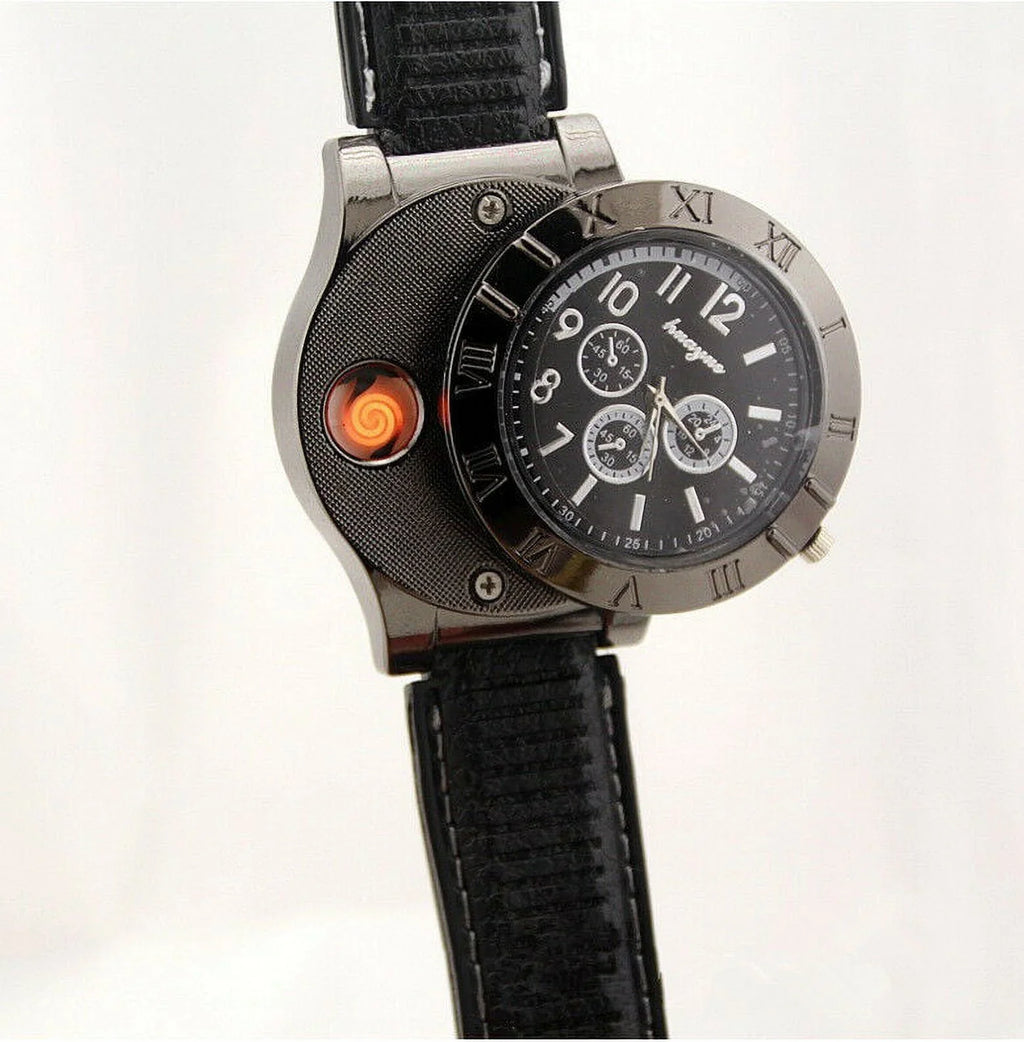 Flameless Strap Watch USB Watch USB Lighter Windproof Outdoor Men's Gift Rubber Rechargeable