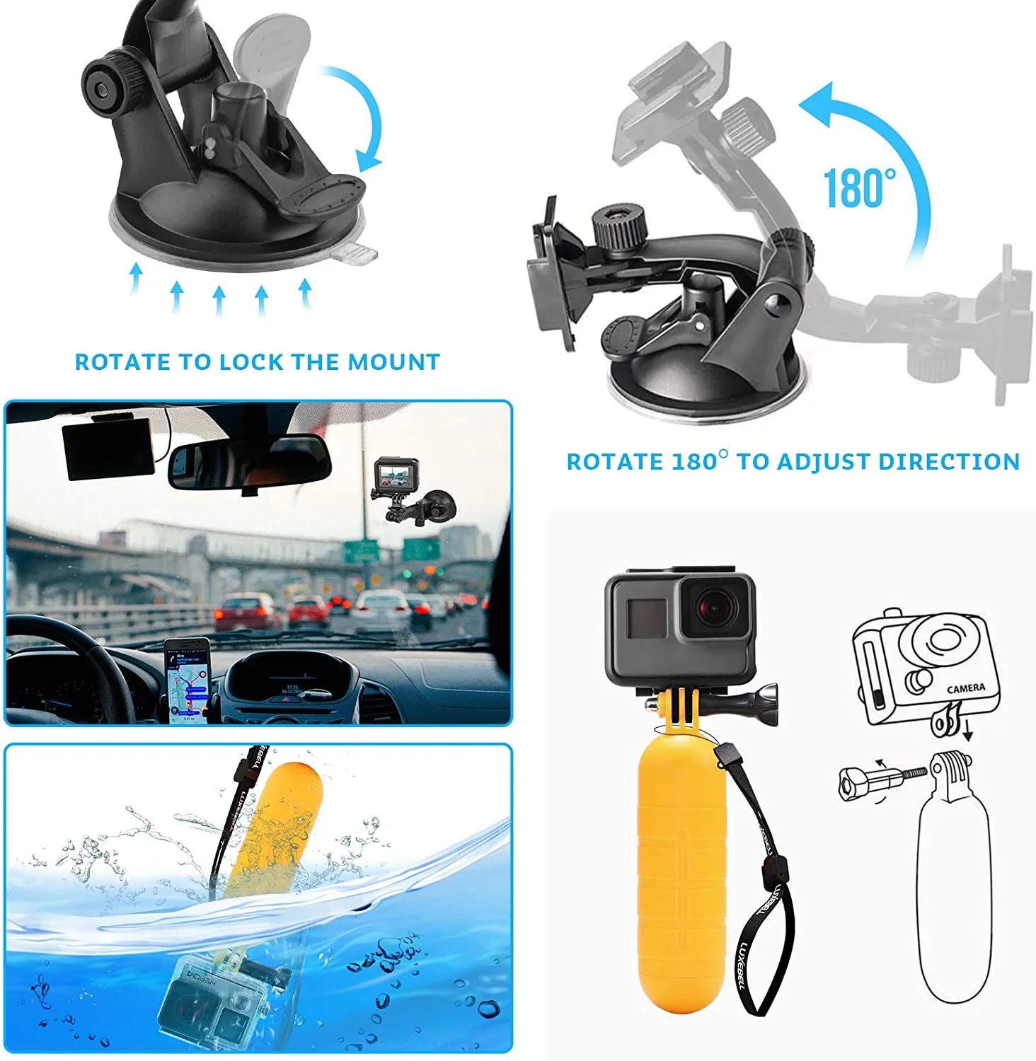 6 Action 5/Hero EK5000 Hero EK7000 5/Session 8 Kit AKASO Camera 4K 4/3+/3/2/1 Accessories GoPro 9 for WiFi 7