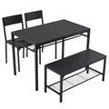 Ideal 4-Piece ALFRESCO 2 Table 1 for Dining Small Set - Chairs, Bench, Spaces Black Includes for 4
