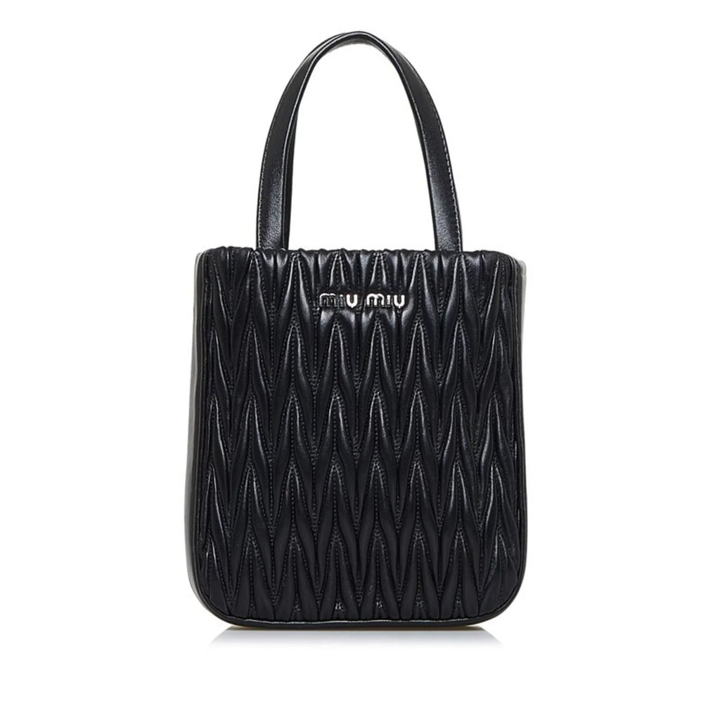 (Good) Miu Miu 5BA220 Leather Shoulder MIUMIU Materasse Black Pre-Owned Ladies Nappa Miu Bag Silver Crystal