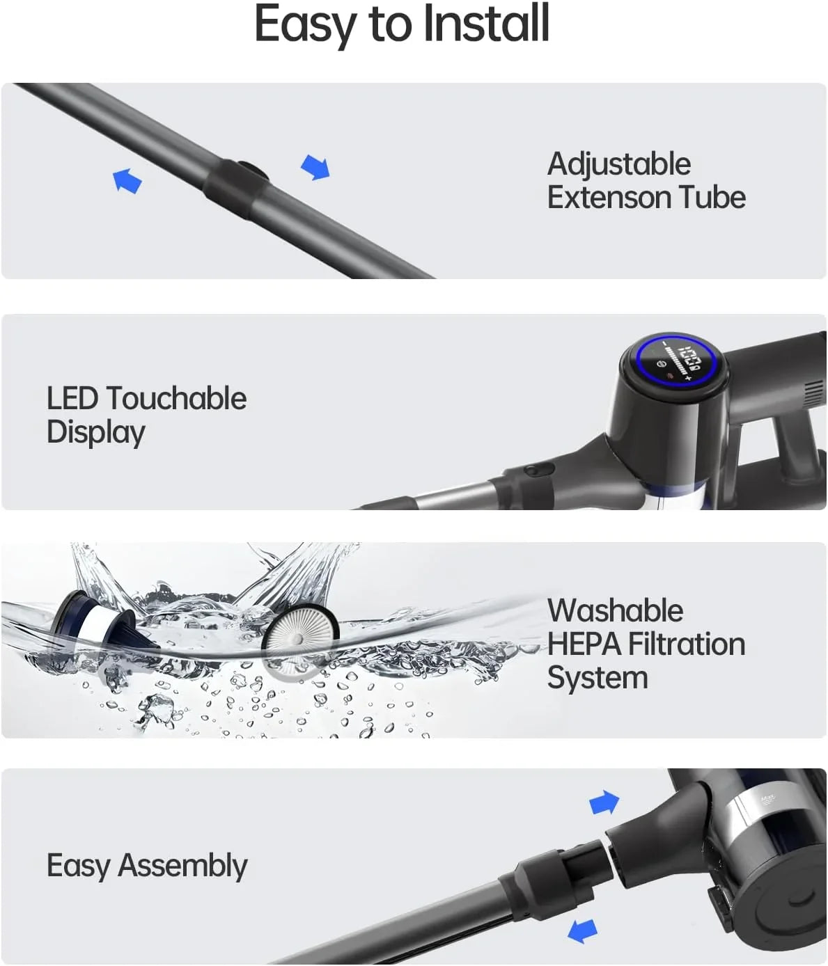 for 7 RunTime Power Stick with 50 Modes, Cordless Floor Hair Hardwood 28KPA, Cleaners and Carpet, Home Mins Vacuum Vacuum Cordless Pet Cleaner Cleaner Vacuum