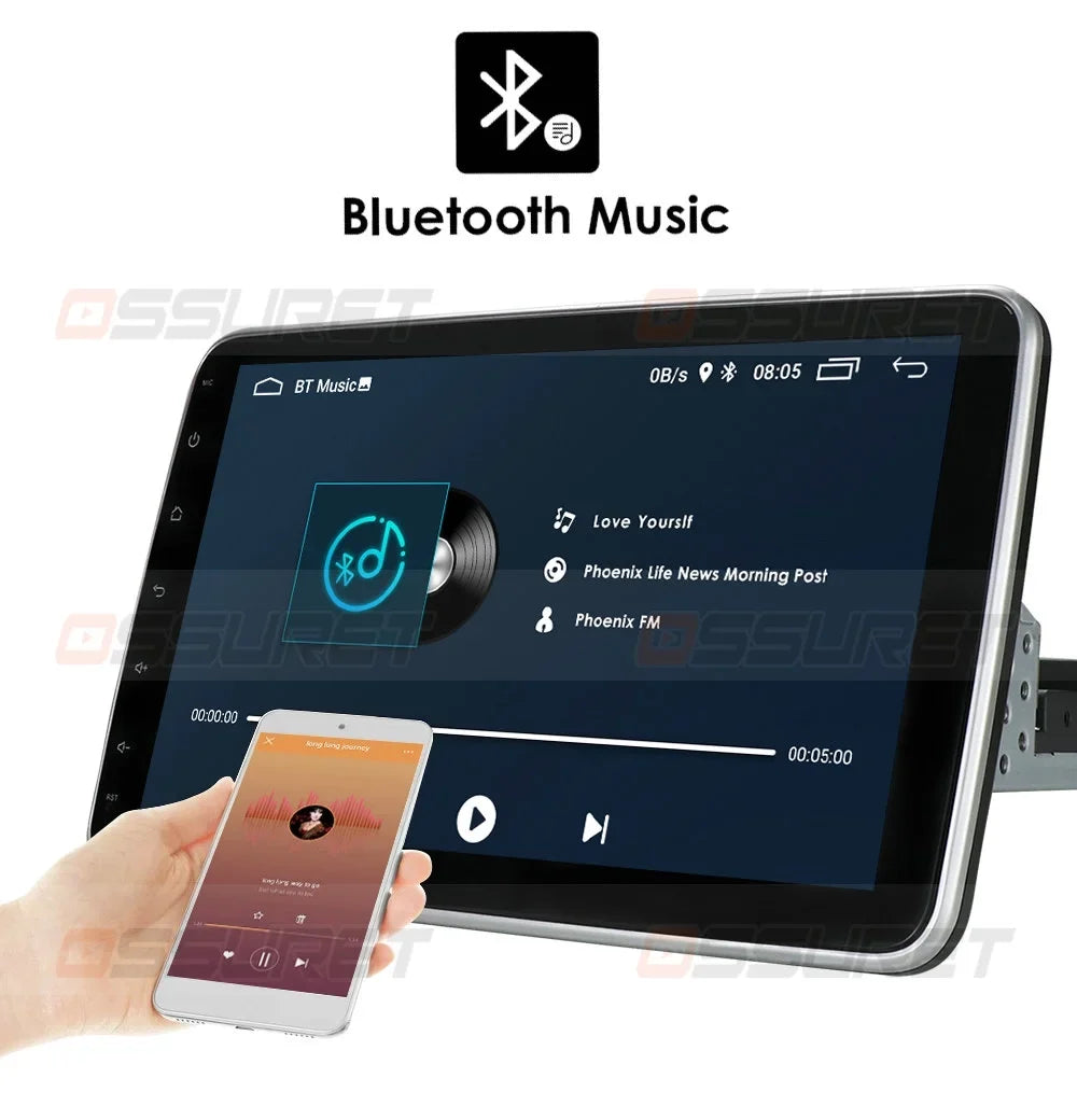 1 Auto Carplay& 10.1'' Hizpo Navigation Single Radio Rotatable Car Android Stereo Screen Bluetooth With GPS Wifi Touch Android Apple DIN 10