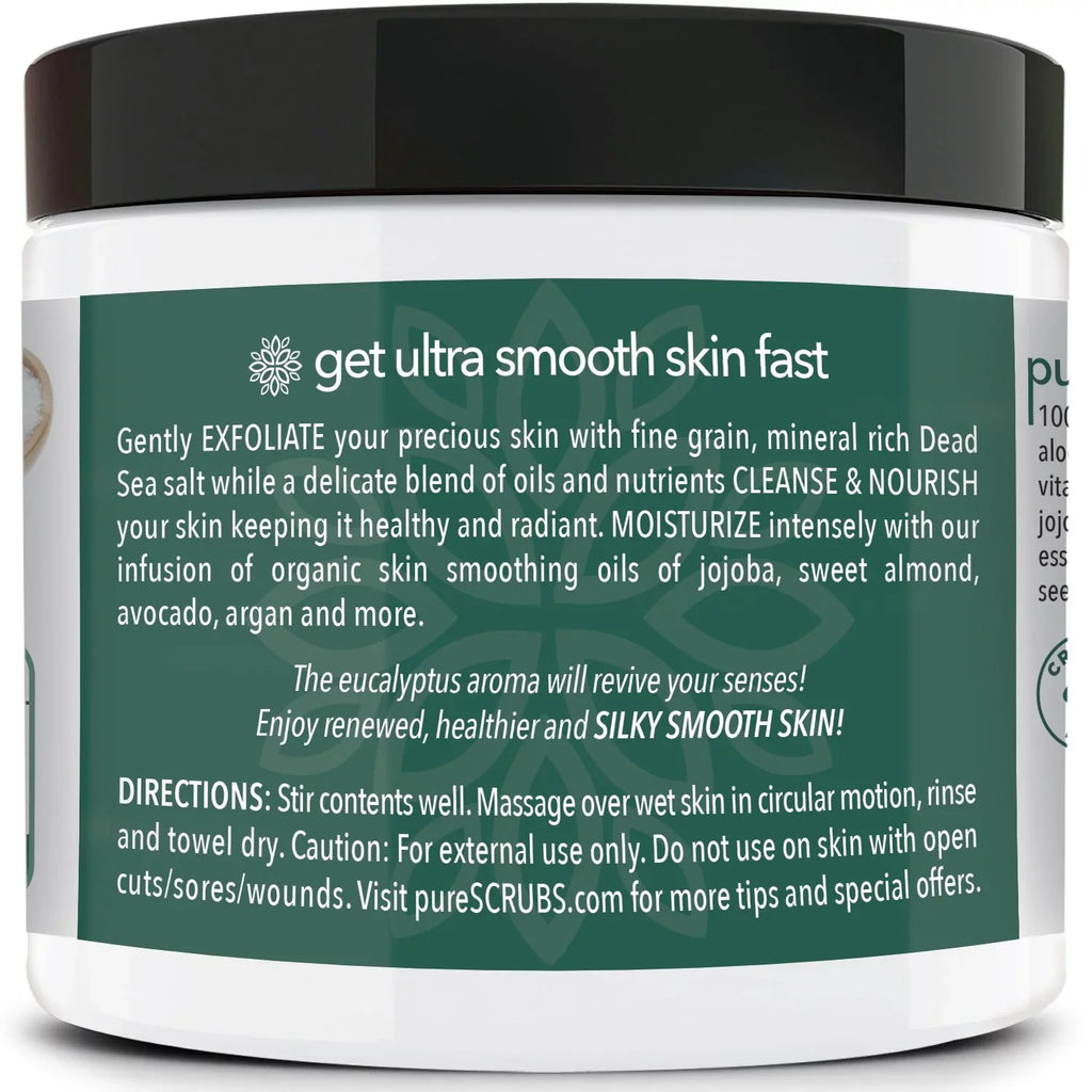 '+ Organic Essential Large Soap Pure FREE Loofah Premium Set Salt Oils SCRUB Mini Infused Wooden Spoon, Dead 16oz pureSCRUBS Bar Exfoliating Body Organic & Sea Nutrients EUCALYPTUS - Scrub & - BODY
