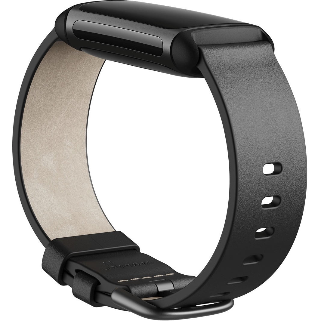 Fitbit - Charge Leather 5 (L) Smartwatch Premium Black Horween Band FB181LBBKL