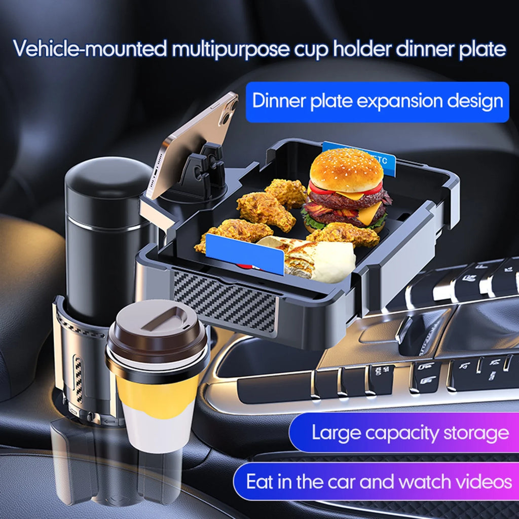 for Car Multifunctional Storage Holder Rack, 4IN1 Phones, and Tray Cup Versatile Dual Tray Holder Cup Snack Drinks moobody Expander