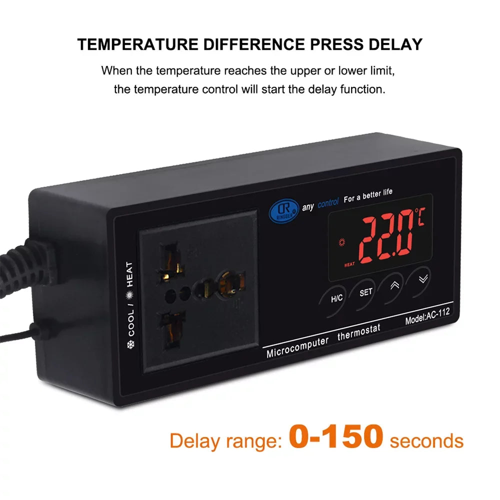 Incubation Chest Outlet House Controlled Brewing Reptiles for Cooling Reptile Freezer Digital Controller Temperature Green Mode with Thermostat & Plug -40℃~110℃ Home Heating Thermostat Lepmerk