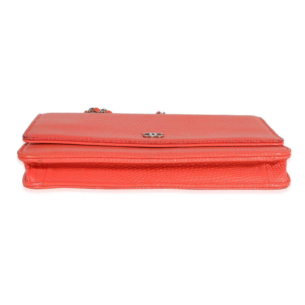 Wallet Chain Lizard On Pre-Owned Chanel Coral
