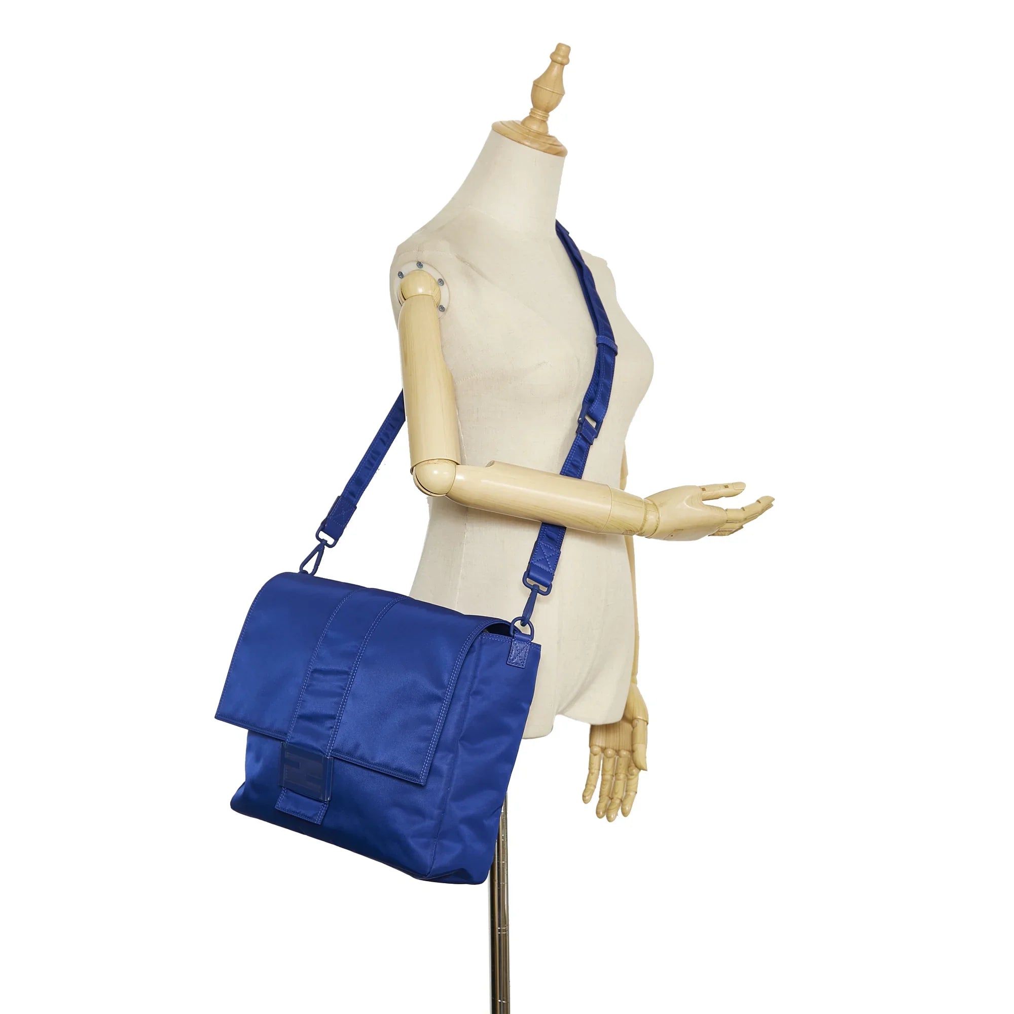 Blue Fendi Crossbody Lock Unisex Fabric Pre-Owned Authenticated FF Bag Crossbody (Good) Nylon