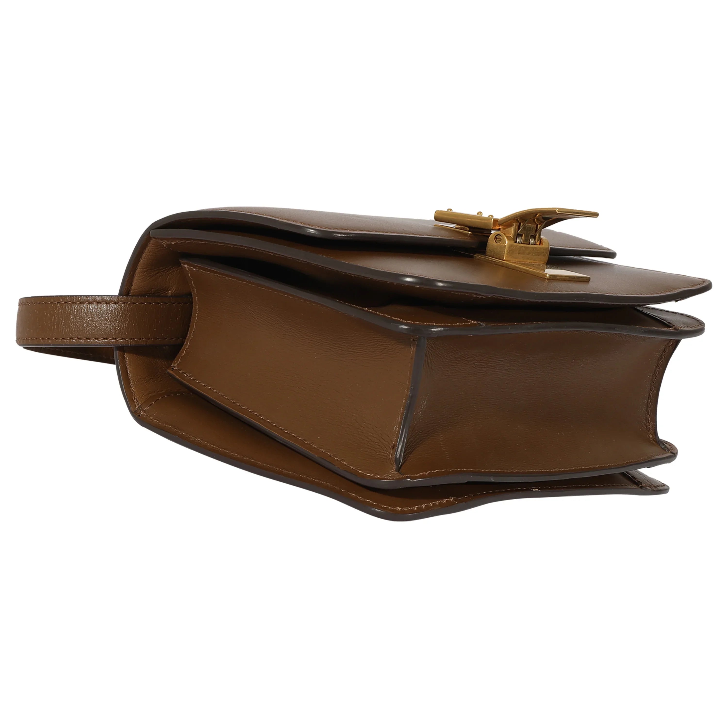 Small Smooth Celine Leather Box Bag Brown Pre-Owned