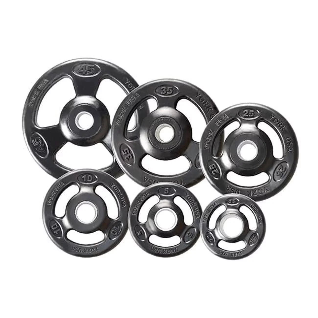 Grip Barbell lbs York Urethane Plates- Black Olympic - 5 Encased