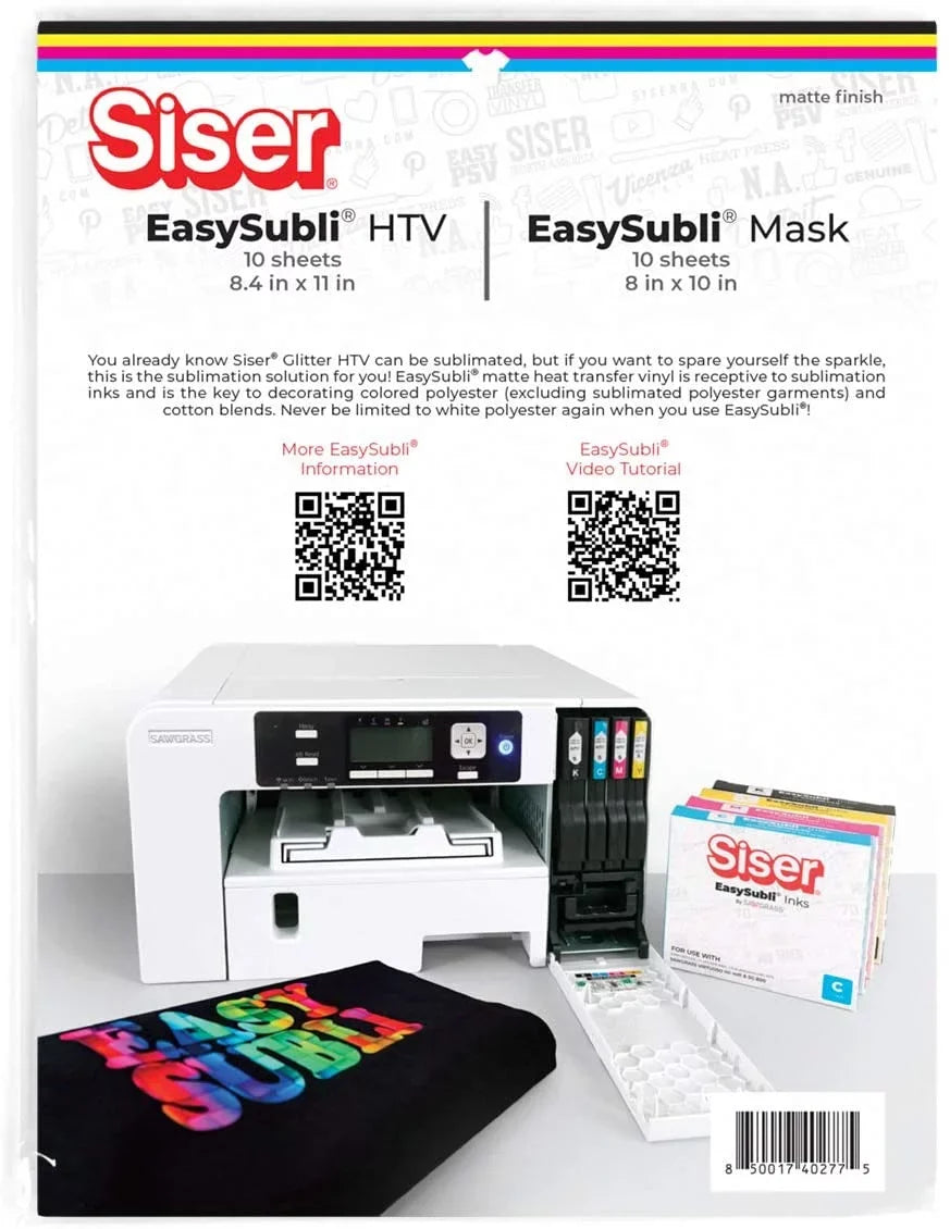 Mask of - Siser - Printable (8.4"x11") and EasySubli Sublimation EasySubli Heat HTV Vinyl 10 Sheets EasySubli (8"x10") of Transfer Sheets 10