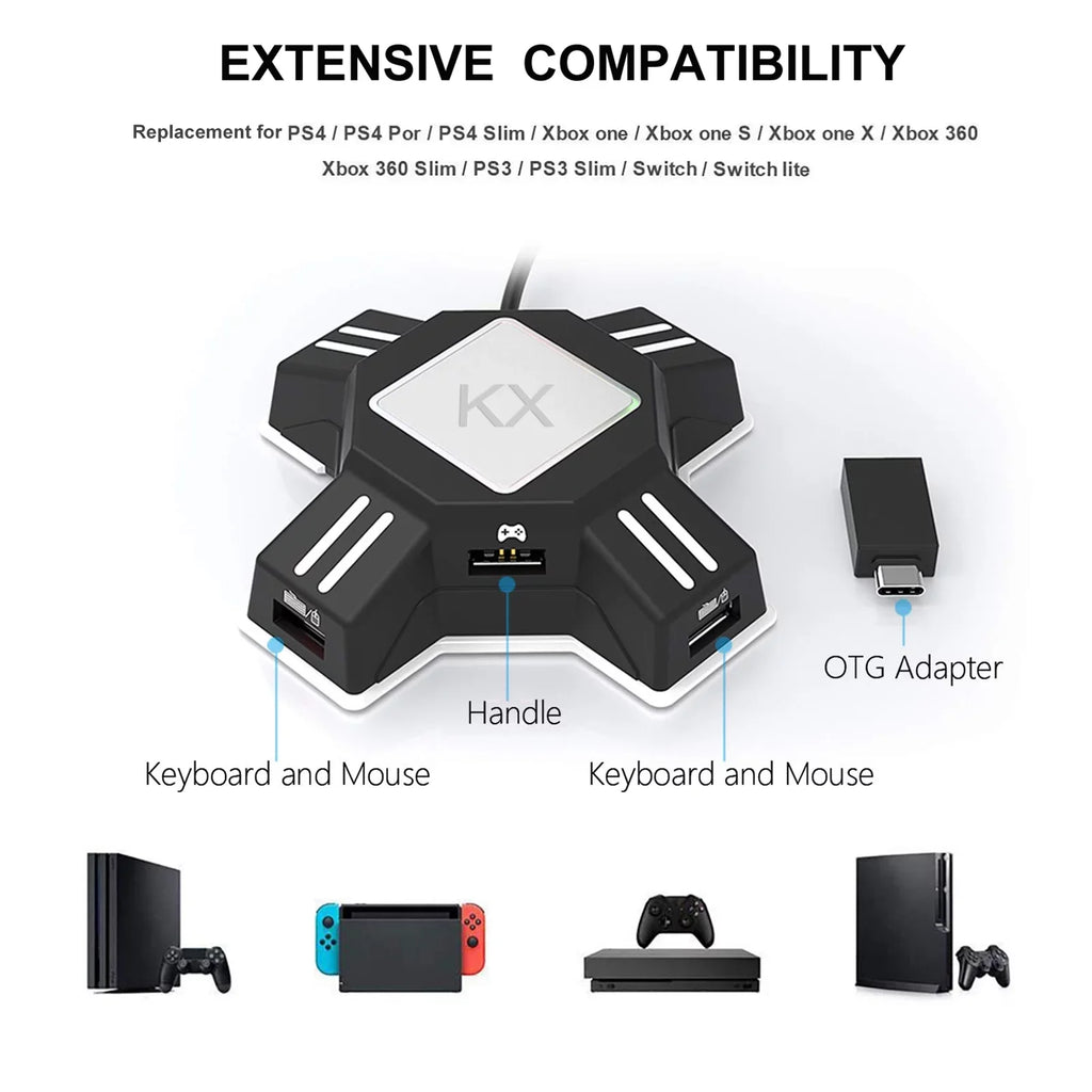 Mouse Adapter Adapter Gamepad Keyboard Keyboard Portable for Mouse Controller Converter KX Adapter Replacement Switch/X-box/PS5/P-S-4/PS3 Abody