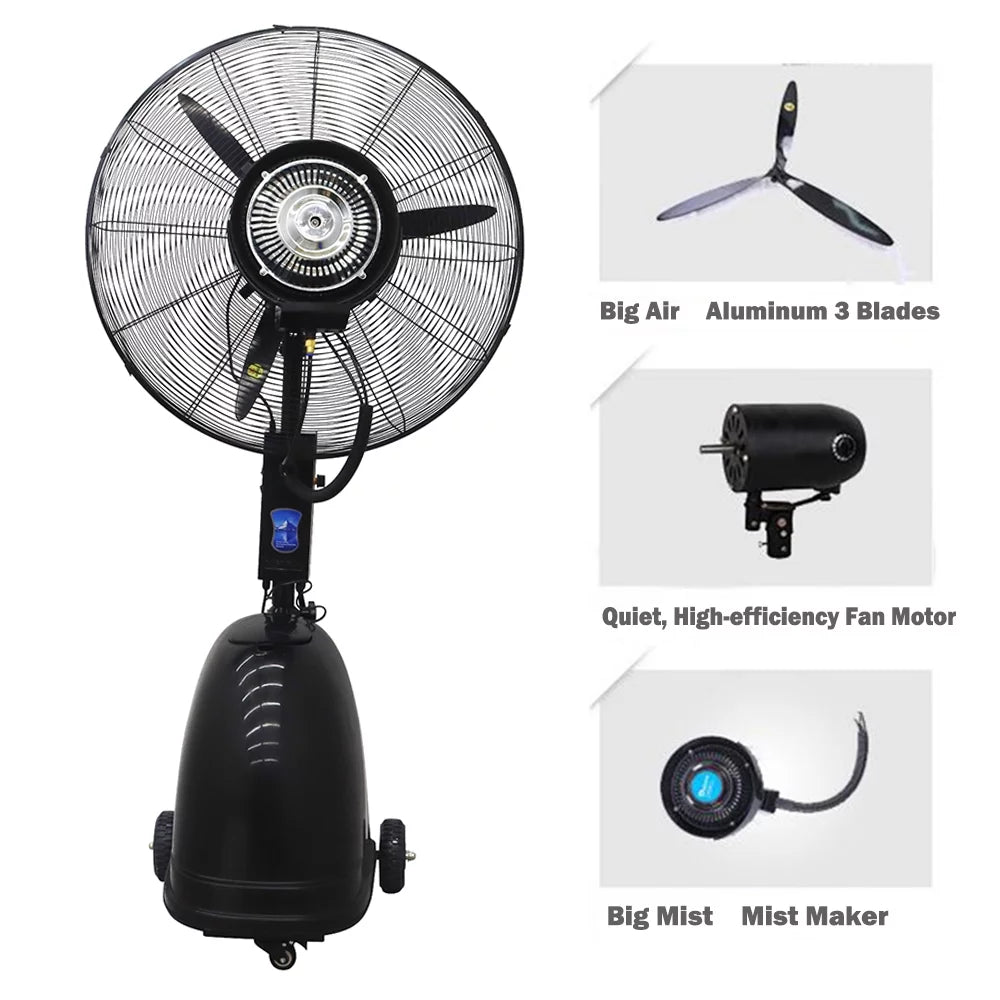 Spray Fan Industrial Dust Fan TECHTONGDA Humidification Electric Removal 30" Floor