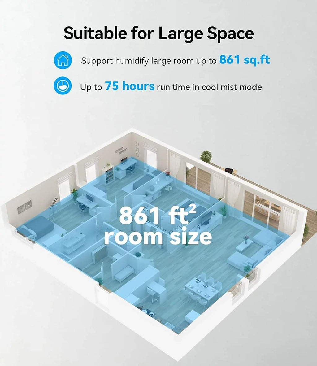 Maxfavor sq Mist Warm Bedroom 861 and Vaporizer Room and Customized Cool for ft. Humidifiers Humidity Remote Humidifiers 6L for with