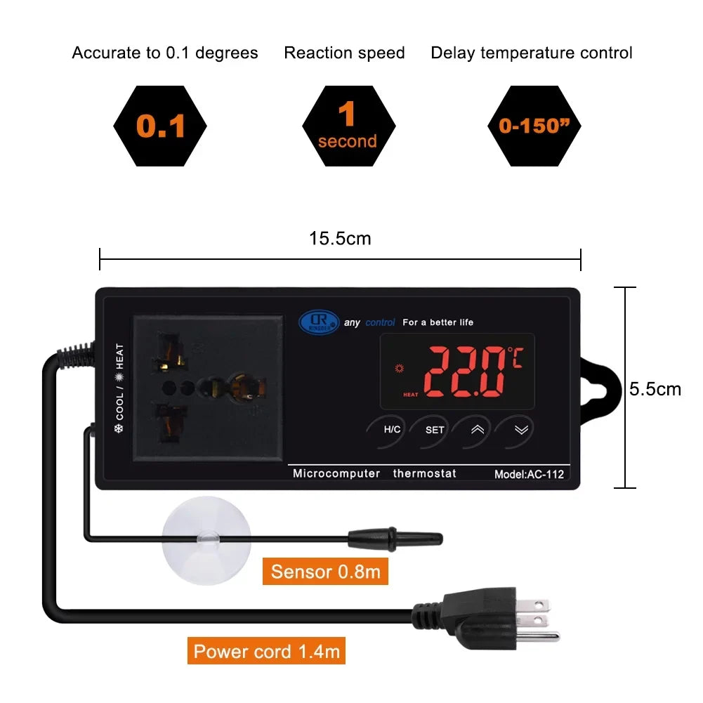 Reptile Incubation House -40℃~110℃ for Controller with Thermostat Thermostat Cooling Freezer Green Controlled Home Chest Carevas Temperature Plug & Digital Brewing Mode Heating Outlet Reptiles