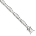 Sterling QQX400CZ Rhodium-plated Silver Baguette CZ Bracelet Round and