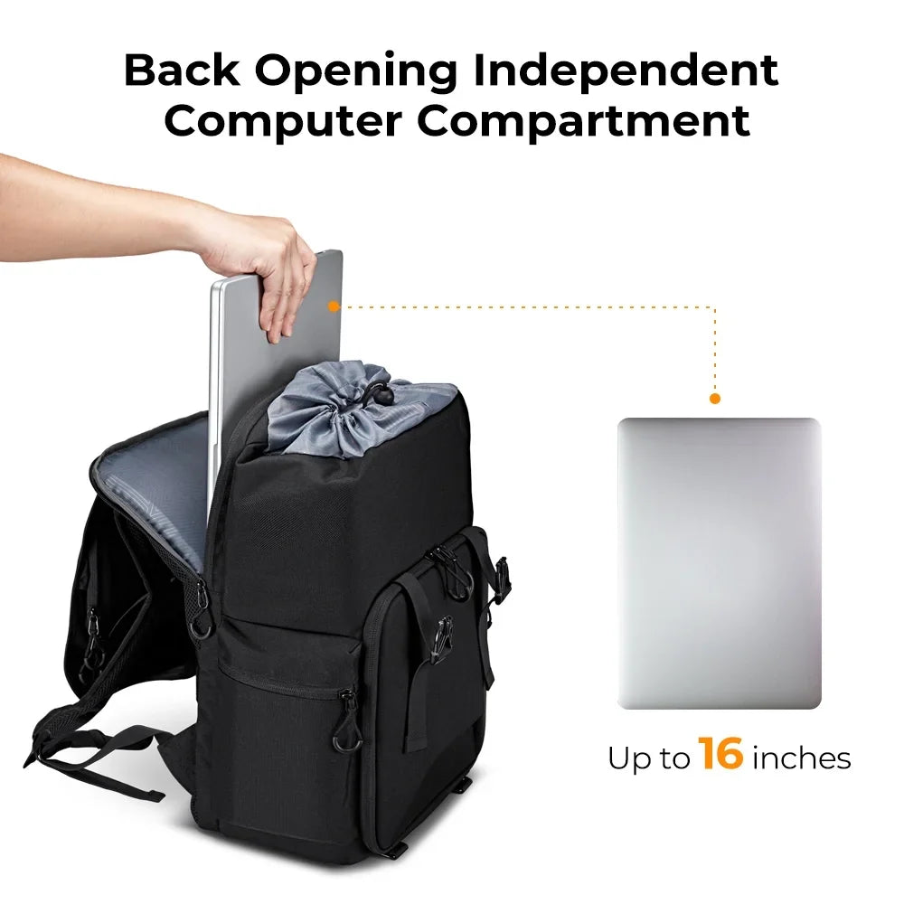 Compartment K&F CONCEPT Backpack Inch Laptop with SLR/DSLR Cover Capacity Waterproof Photographers Large Photography for 15.6 Bag Men Bag Camera Camera Hard Women Rain Shell 22L