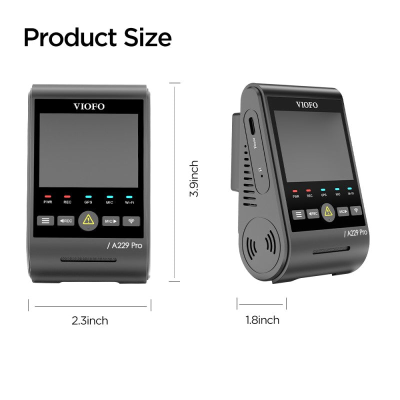 1CH WiFi, and PRO GPS, 2 Sony with VIOFO 4K Dashcam STARVIS Front A229