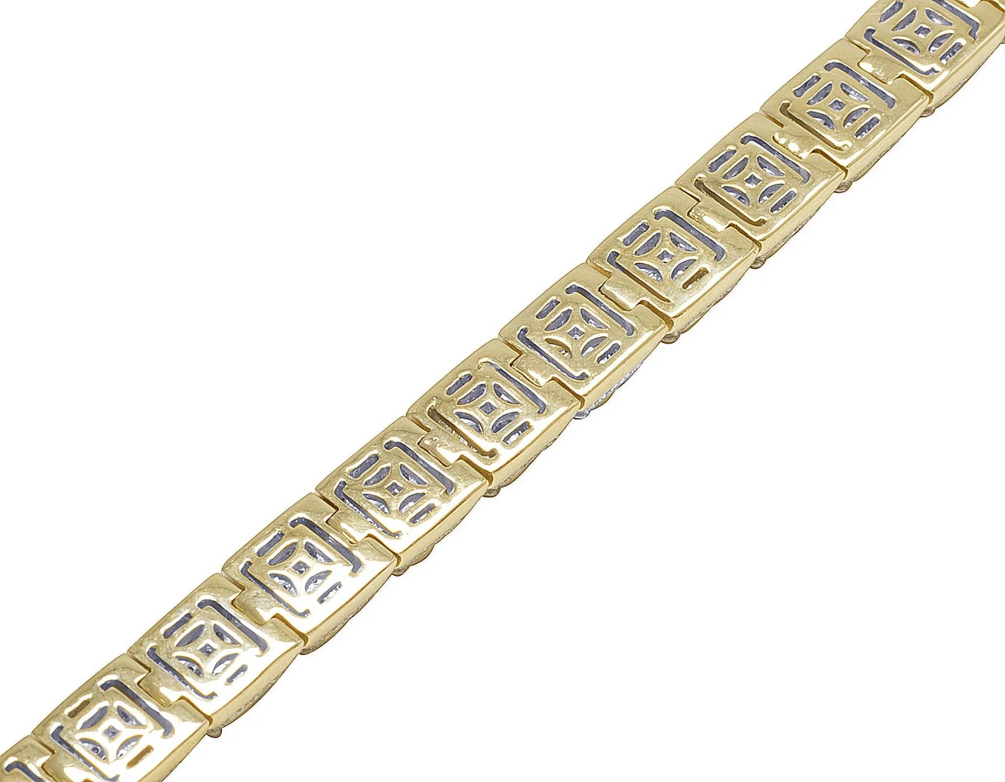 Cluster Gold Diamond 8MM Yellow 8.5" 6.6 Bracelet Men's 10K CT