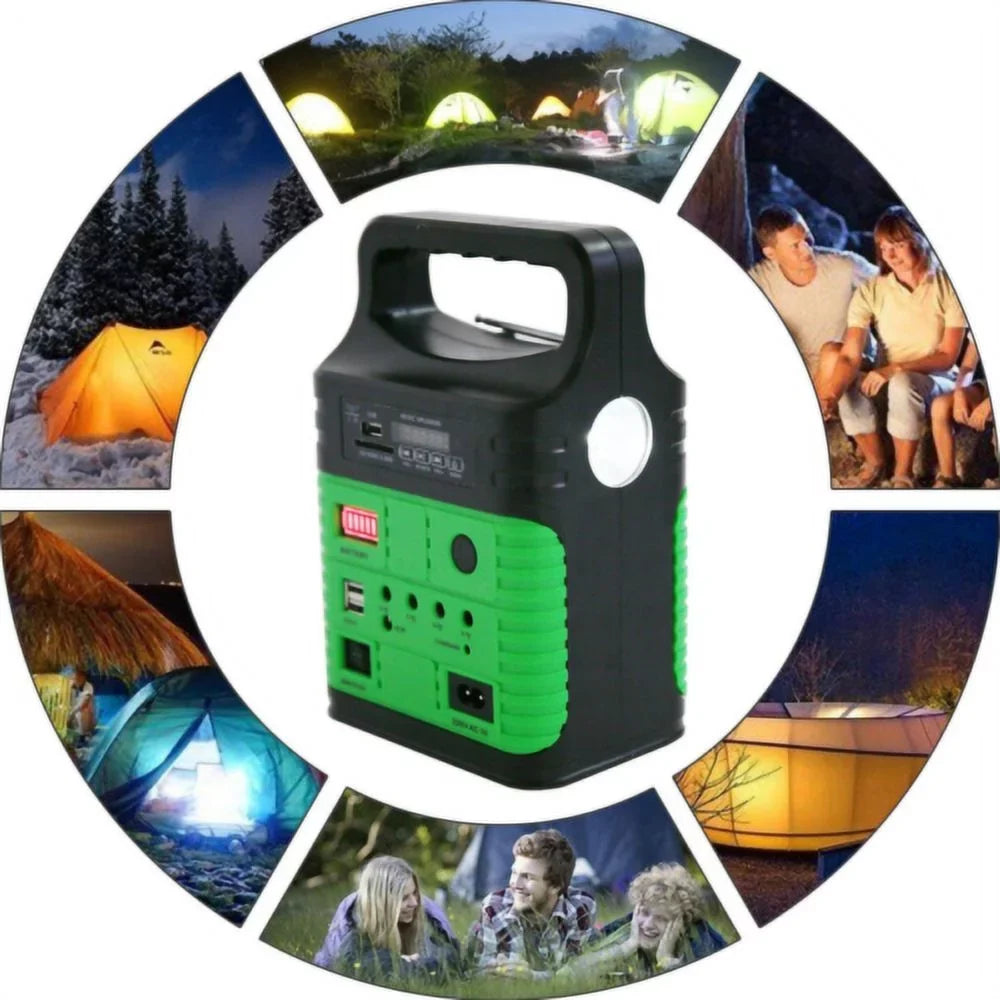 and Charger Power Camp Power with Generator with Solar System Back-up Battery Flashlights, Lamps Station Panel, USB 10W Solar Portable Electric Outdoor Home Emergency