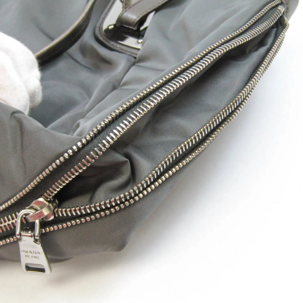 Tessuto,Leather Bag Pre-Owned Women's Prada Tote Bronze,Gray (Good) BR4007