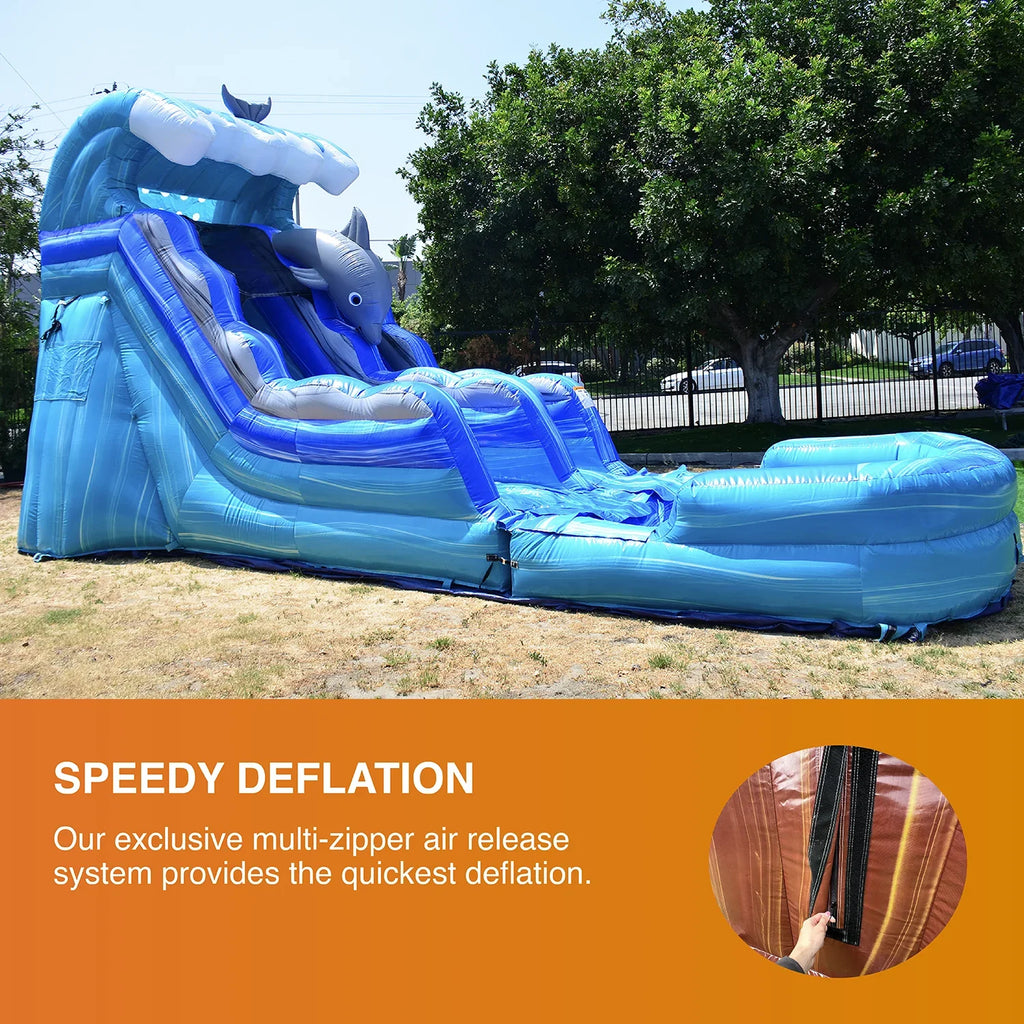 Slide Blower Inflatable Pool Slide JumpOrange for Commercial with Dolphins and with Water Kids Adults Grade Outdoor