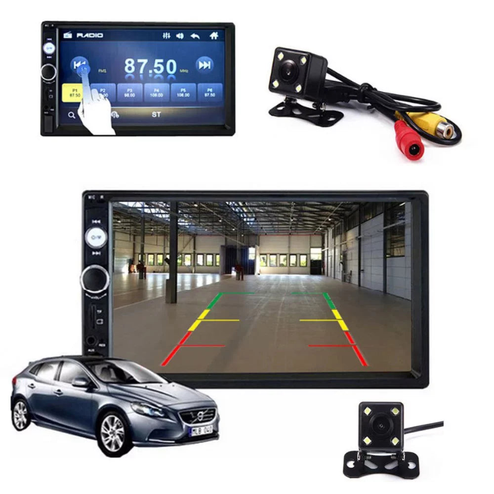 Backup Car Stereo and with Player Compatible Radios Tukinala MP5 Carplay Link 7 Mirror Car Touch Double Inch Apple Bluetooth, with Stereo Auto, Camera, Android Screen Din Input, Car with A/V
