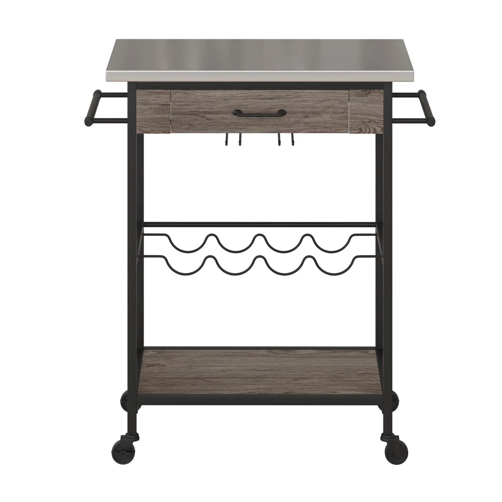 Black Multifunctional Storage, Kitchen Rack Metal, Steel Cart, Stainless and Nora Novogratz and Brown Wine Pantry