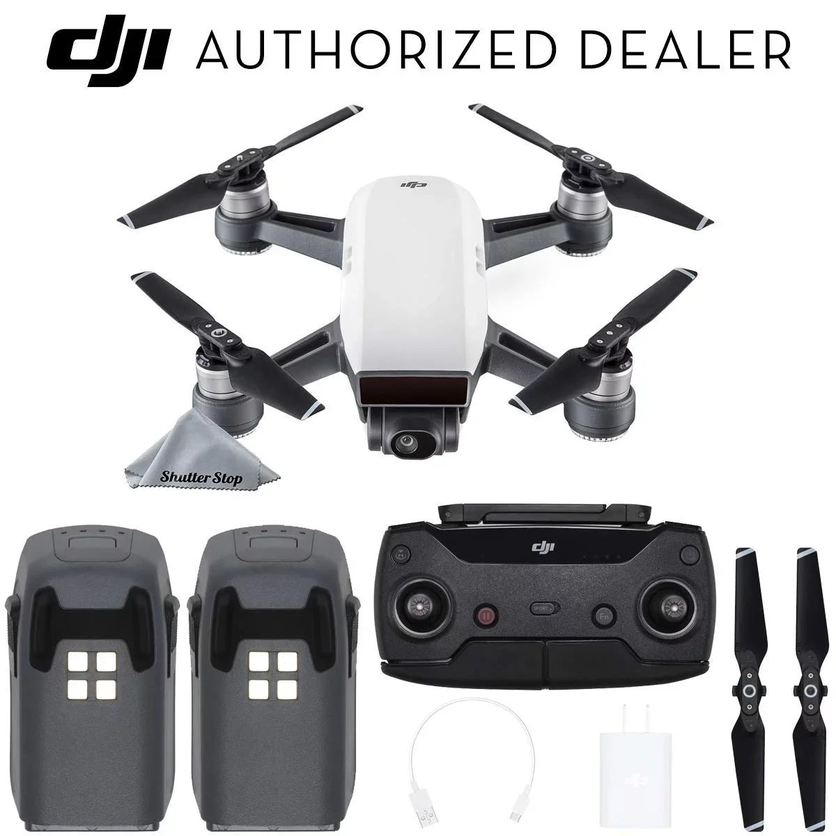& with White) DJI 2 Drone (Alpine Starter Quadcopter Bundle Kit Controller Batteries Remote Spark