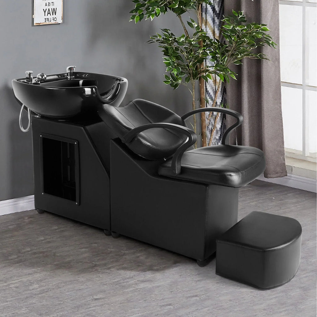 Spa hand Black w/Ceramic Pedal Bowl,Sink, Chair Foot Beauty Backwash Barber Artist Shampoo Salon
